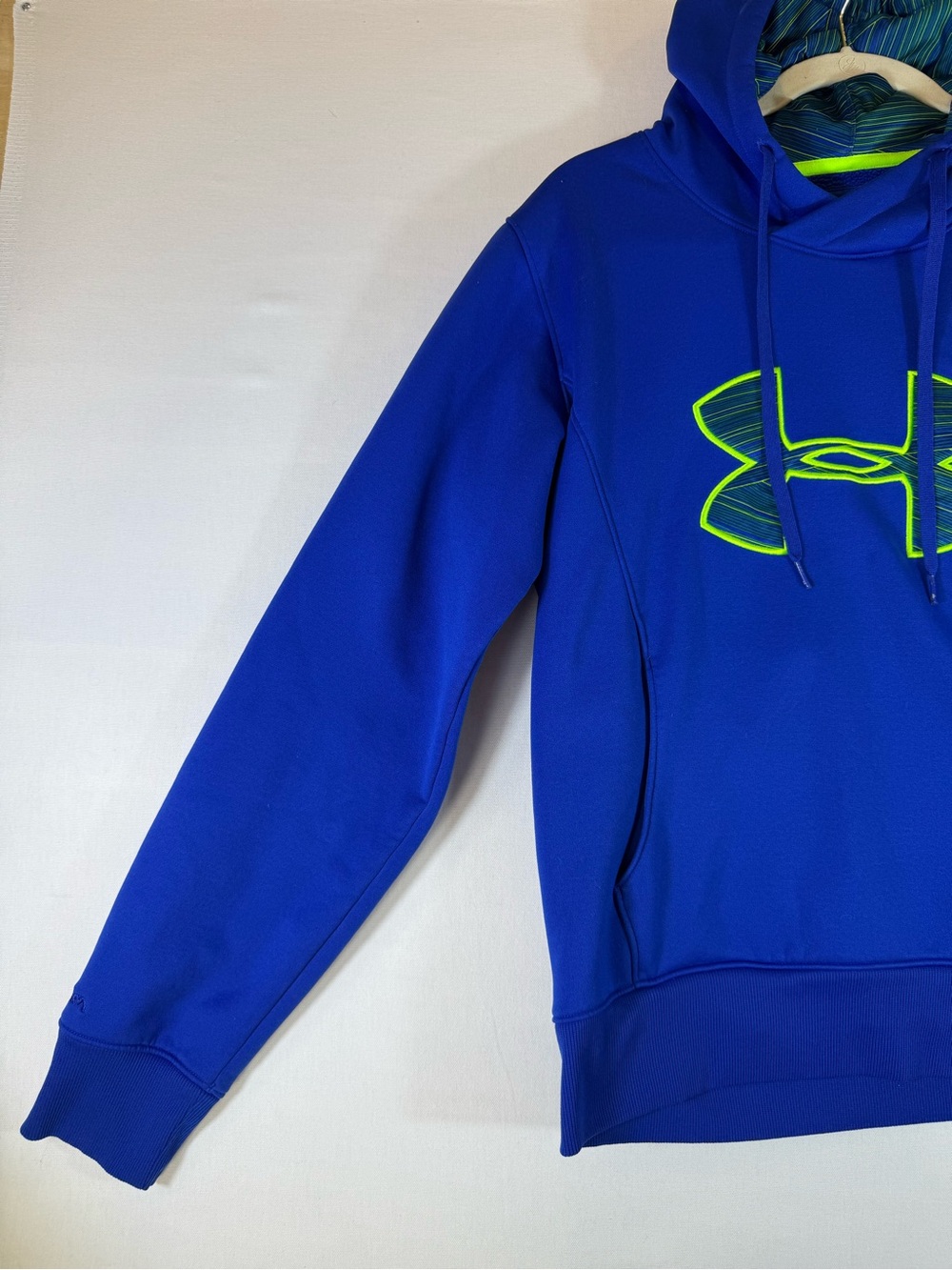 Under Armour Blue Hoodie with Neon Green Logo - Picture 2 of 14
